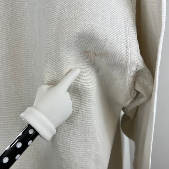 Vintage Men's White Denim Long Sleeve Button Cuff Button Down Shirt VTG - Picture 7 of 14